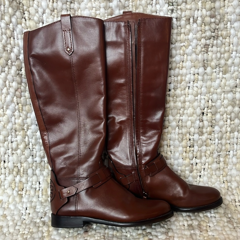 Tory Burch Genuine Leather Brown Riding Boots, Size 7